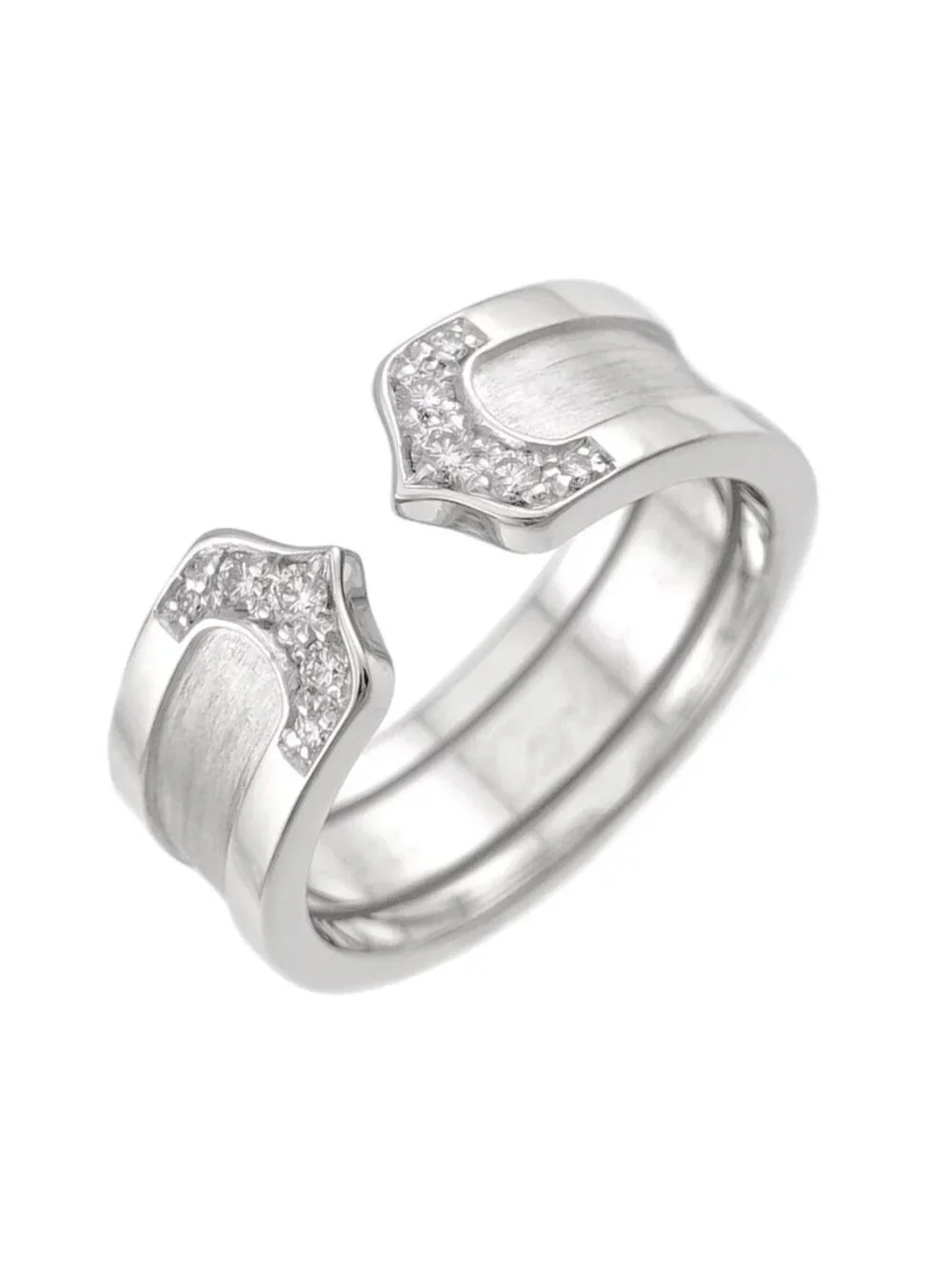 Cartier C2 Small SM 49 Ring Diamond 18K White Gold 2C